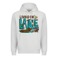 Dove Grey living on lake time Premium Hoodie - texasbilliewilder