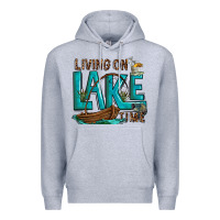 Heather Grey living on lake time Premium Hoodie - texasbilliewilder