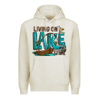 Oatmeal Heather living on lake time Premium Hoodie - texasbilliewilder
