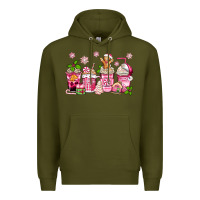 Army Green pink christmas coffee cups Premium Hoodie - Zillion Design Studio