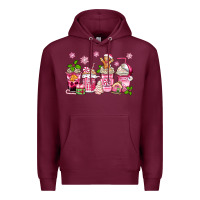 Burgundy pink christmas coffee cups Premium Hoodie - Zillion Design Studio