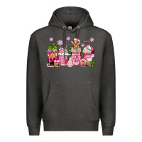 Charcoal Heather pink christmas coffee cups Premium Hoodie - Zillion Design Studio