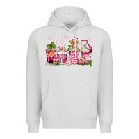 Dove Grey pink christmas coffee cups Premium Hoodie - Zillion Design Studio