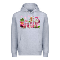 Heather Grey pink christmas coffee cups Premium Hoodie - Zillion Design Studio