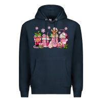 Navy pink christmas coffee cups Premium Hoodie - Zillion Design Studio