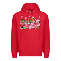 Red pink christmas coffee cups Premium Hoodie - Zillion Design Studio