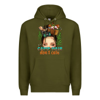Army Green messy bun camp hair dont care Premium Hoodie - texasbilliewilder