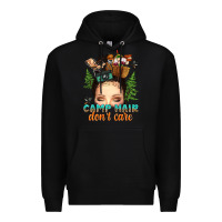 Black messy bun camp hair dont care Premium Hoodie - texasbilliewilder