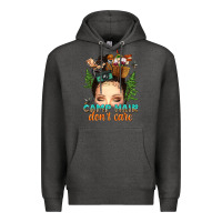 Charcoal Heather messy bun camp hair dont care Premium Hoodie - texasbilliewilder