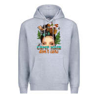 Heather Grey messy bun camp hair dont care Premium Hoodie - texasbilliewilder