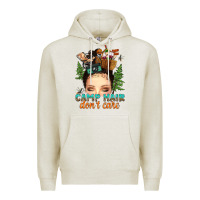 Oatmeal Heather messy bun camp hair dont care Premium Hoodie - texasbilliewilder