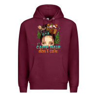 Burgundy messy bun camp hair dont care Premium Hoodie - texasbilliewilder