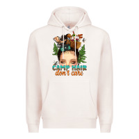 Pale Pink messy bun camp hair dont care Premium Hoodie - texasbilliewilder