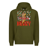 Army Green merry christmas lightning bolt Premium Hoodie - Zillion Design Studio