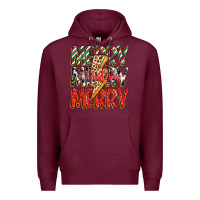 Burgundy merry christmas lightning bolt Premium Hoodie - Zillion Design Studio