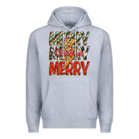 Heather Grey merry christmas lightning bolt Premium Hoodie - Zillion Design Studio