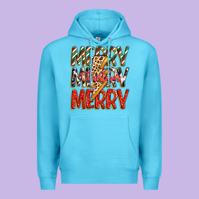 Merry Christmas Lightning Bolt Premium Hoodie Designed By Zillion Design Studio