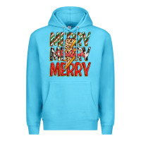 Ocean Blue merry christmas lightning bolt Premium Hoodie - Zillion Design Studio