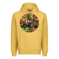 Antique Gold Christmas Farm Red Tractor Premium Hoodie - RanaPortraitStore