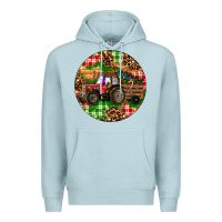 Blue Mist Christmas Farm Red Tractor Premium Hoodie - RanaPortraitStore