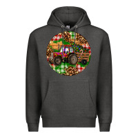 Charcoal Heather Christmas Farm Red Tractor Premium Hoodie - RanaPortraitStore