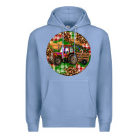 Colony Blue Christmas Farm Red Tractor Premium Hoodie - RanaPortraitStore