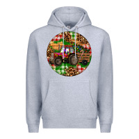 Heather Grey Christmas Farm Red Tractor Premium Hoodie - RanaPortraitStore