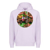 Lilac Christmas Farm Red Tractor Premium Hoodie - RanaPortraitStore