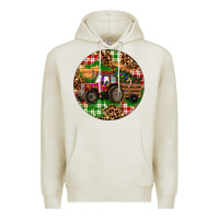 Oatmeal Heather Christmas Farm Red Tractor Premium Hoodie - RanaPortraitStore