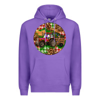 Purple Christmas Farm Red Tractor Premium Hoodie - RanaPortraitStore