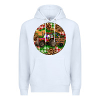 White Christmas Farm Red Tractor Premium Hoodie - RanaPortraitStore