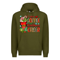 Army Green i run on coffee and christmas cheer Premium Hoodie - Zillion Design Studio
