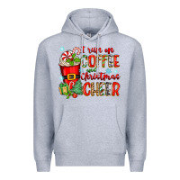 Heather Grey i run on coffee and christmas cheer Premium Hoodie - Zillion Design Studio
