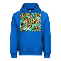 Cobalt leopard sunflower hearts Urban Hoodie - RanaPortraitStore