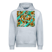 Heather Grey leopard sunflower hearts Urban Hoodie - RanaPortraitStore
