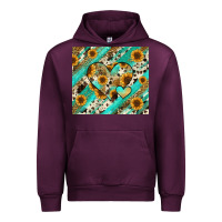 Mauve Wine leopard sunflower hearts Urban Hoodie - RanaPortraitStore