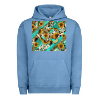 Pigment Pebble Blue leopard sunflower hearts Urban Hoodie - RanaPortraitStore