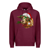 Burgundy Christmas Glasses Goat Premium Hoodie - RanaPortraitStore