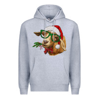 Heather Grey Christmas Glasses Goat Premium Hoodie - RanaPortraitStore