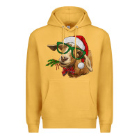 Mustard Christmas Glasses Goat Premium Hoodie - RanaPortraitStore