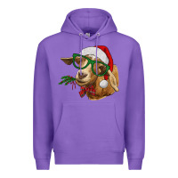 Purple Christmas Glasses Goat Premium Hoodie - RanaPortraitStore