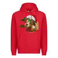 Red Christmas Glasses Goat Premium Hoodie - RanaPortraitStore