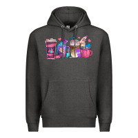 Charcoal Heather nail hustler coffee cups Premium Hoodie - texasbilliewilder