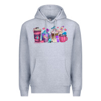 Heather Grey nail hustler coffee cups Premium Hoodie - texasbilliewilder