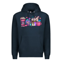 Navy nail hustler coffee cups Premium Hoodie - texasbilliewilder