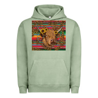 Pigment Oil Green serape leopard turquoise sunflowers cow Urban Hoodie - RanaPortraitStore