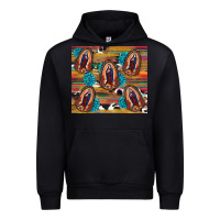 Black serape gemstone glitter cowhide lady of guadalupe Urban Hoodie - RanaPortraitStore