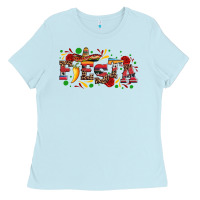Baby Blue fieasta with sombrero rose and pepper Ladies Tee - Artiststas