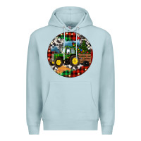 Blue Mist Christmas Farm Tractor Premium Hoodie - RanaPortraitStore