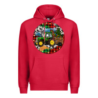 Cardinal Christmas Farm Tractor Premium Hoodie - RanaPortraitStore